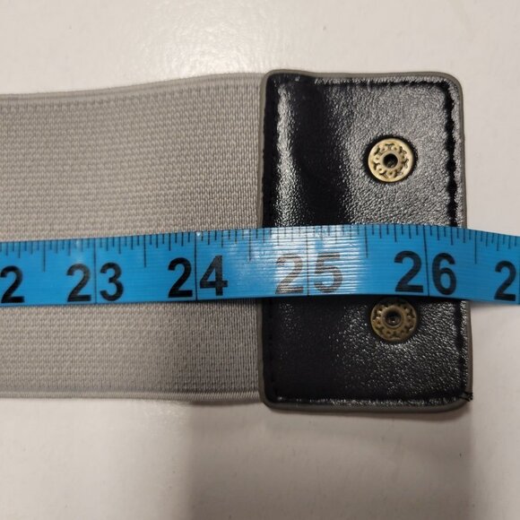 OVERSIZED Buckle Belt Large Ruffle Studded Buckle Grey Cream Womens Vintage Belt - Picture 12 of 16